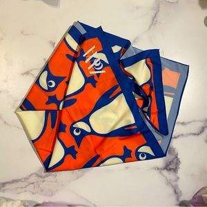 Soft crepe square penguin print scarf